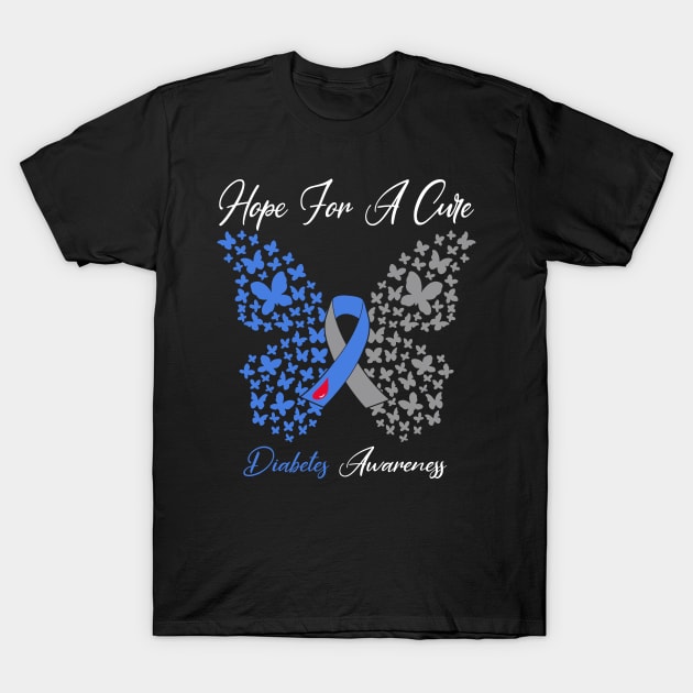 Hope For A Cure Butterfly Gift  diabetes 2 T-Shirt by HomerNewbergereq